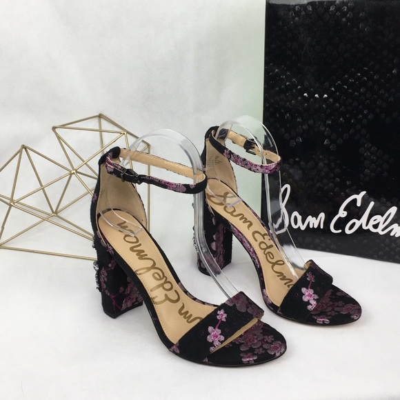 Sam Edelman Sakura Brocade Crystal Dragonfly & Bee Heel Ankle Strap Shoes - Picture 3 of 10